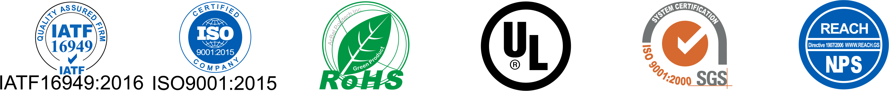 IATF16949-ISO9001-RoHS-UL-SGS-REACH