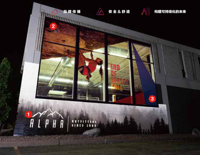 户外纹理墙面、玻璃和反光画面，编号1、2、3