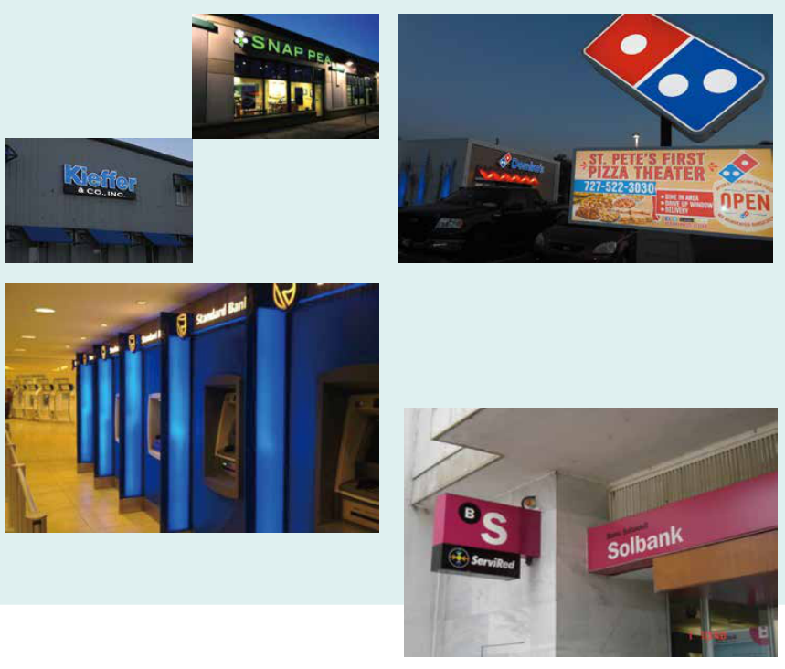 照明门店、银行ATM、达美乐及Solbank等FS-1＋3630灯箱招牌。